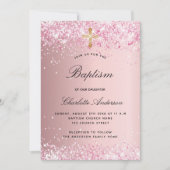 Doop blush roze confetti meisje kaart (Voorkant)