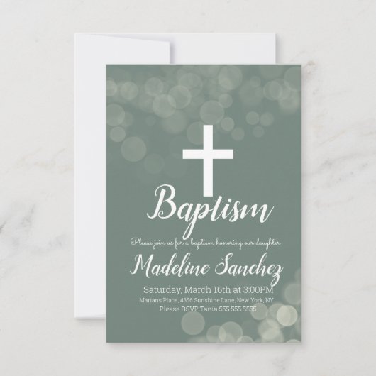 Doop Bokeh Lichten Widming Doopfeest Kaart (Voorkant)