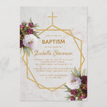 Doop Bourgondische Pioenen Marmer Goud Geometrisch