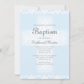 Doop Christelijk Kruis Blauw Damask Boy Kaart (Voorkant)