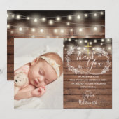 Doop Christelijke Doop Rustieke Slingerlampjes Fot Bedankkaart (Voorkant / Achterkant)
