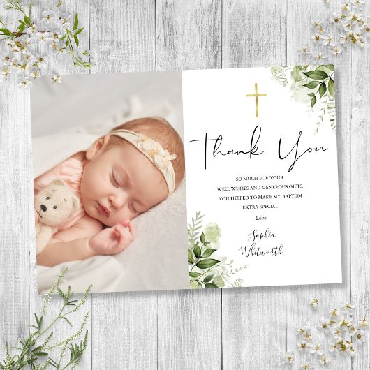 Doop Christelijke Groene Foto Tekst Bedankkaart