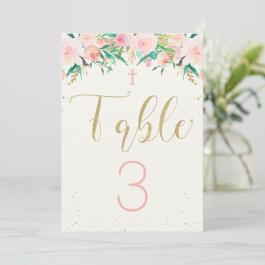 Doop Christening Bloemstuk Tafelkaart Kaart (Staand voorkant)