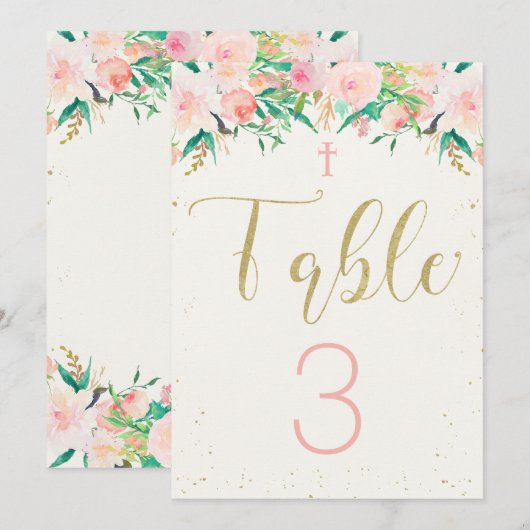 Doop Christening Bloemstuk Tafelkaart Kaart (Voorkant / Achterkant)