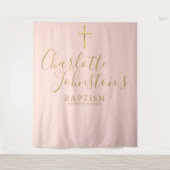 Doop Christening Blush Roze Foto Achtergrond Wandkleed (Voorkant)