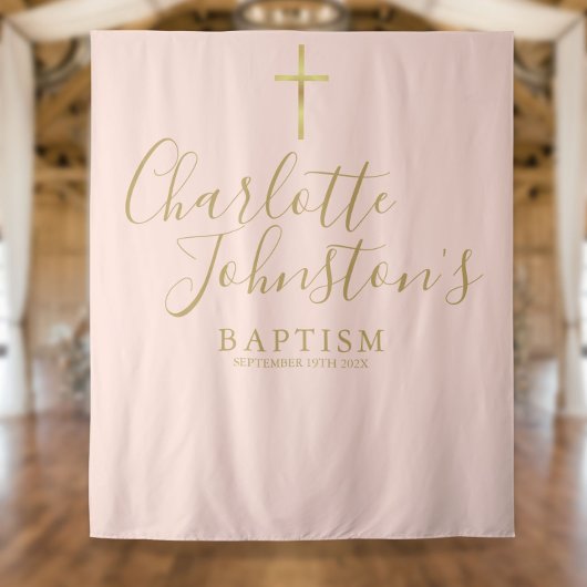 Doop Christening Blush Roze Foto Achtergrond Wandkleed