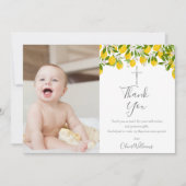 Doop Christening Citroenen Zilveren Kruis Foto Bedankkaart (Voorkant)