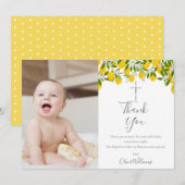 Doop Christening Citroenen Zilveren Kruis Foto Bedankkaart (Voorkant / Achterkant)