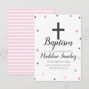Doop Christening Confetti Roze Folie Gouden Stippe Kaart
