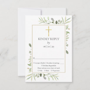 Doop Christening Eerste Heilige Communie Groene de RSVP Kaartje
