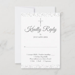 Doop Christening Eerste Heilige Communie Zilver RSVP Kaartje