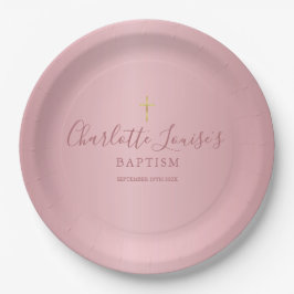 Doop Christening Elegante Roze Goud Schrift Papieren Bordje