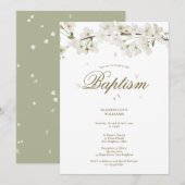 Doop Christening Elegante Witte Bloesem Bloem  Kaart (Voorkant / Achterkant)