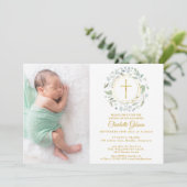 Doop Christening Garland Gouden Kruis Foto Kaart (Staand voorkant)