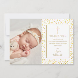 Doop Christening Gouden Harten Confetti Foto Bedankkaart