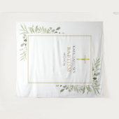 Doop Christening Groene Fotohouding Achtergrond Wandkleed (Voorkant (horizontaal))