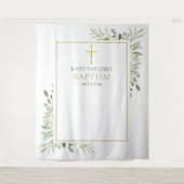 Doop Christening Groene Fotohouding Achtergrond Wandkleed (Voorkant)