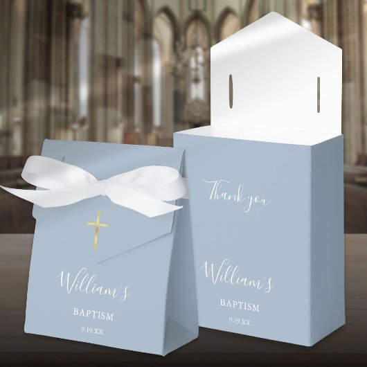 Doop Christening Handtekening Script Stofblauw Bedankdoosjes