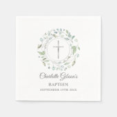 Doop Christening Lauwerier Bloem Zilveren Kruis Servet (Voorkant)