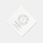 Doop Christening Lauwerier Bloem Zilveren Kruis Servet (Hoek)