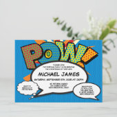 Doop Christening Modern Fun Blauw Strips Kaart (Staand voorkant)