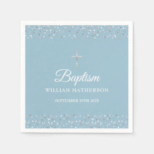 Doop Christening Modern Zilveren Hartjes  Servet