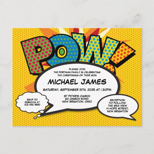 Doop Christening Moderne Foto Stripboek Uitnodiging Briefkaart (Voorkant)