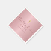 Doop Christening Moderne Roze Gouden Script Servet (Hoek)