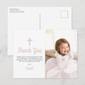 Doop Christening Religieus Roze Meisje Foto Briefkaart (Voorkant / Achterkant)