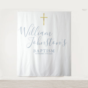 Doop Christening Stof Blauw Foto Achtergrond Wandkleed