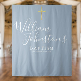 Doop Christening Stof Blauw Foto Achtergrond Wandkleed