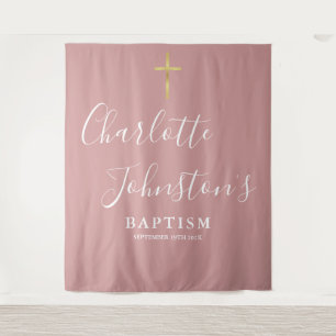 Doop Christening Stof Roze Roze Foto Achtergrond Wandkleed
