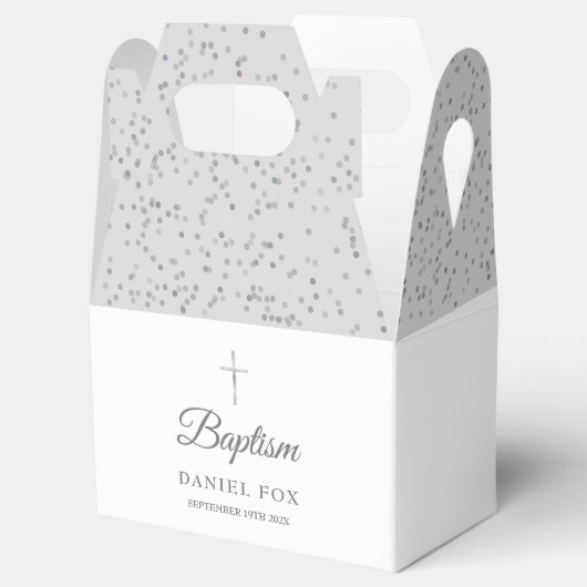 Doop Christening Zilver Stof Bedankdoosjes (Geopend)