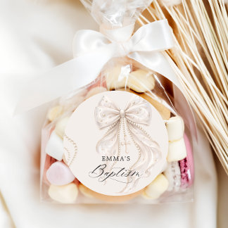 Doop Coquette Strik met Parel Ronde Sticker