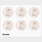 Doop Coquette Strik met Parel Ronde Sticker (Vel)