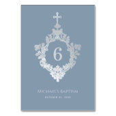 Doop Crest Dusty Blue Faux Silver  Cross Kaart (Achterkant)