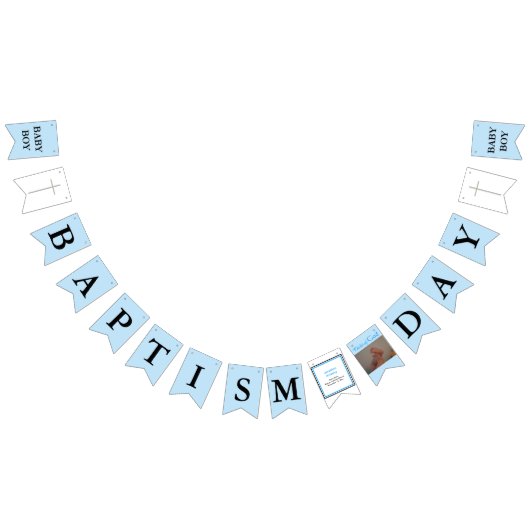 Doop Cross Blue Zwart Jongen Foto Vlaggetjes (Alle)