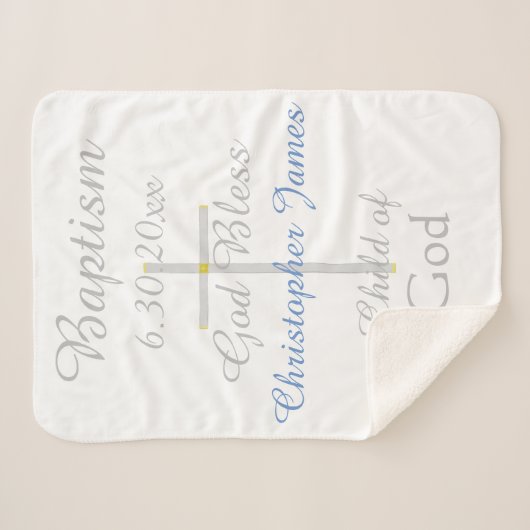 Doop Cross Boy Blue Star Rattle Medium Sherpa Deken (Voorkant (horizontaal))