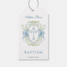 Doop Cross Crest Groen Baby Boy Gift Label Cadeaulabel