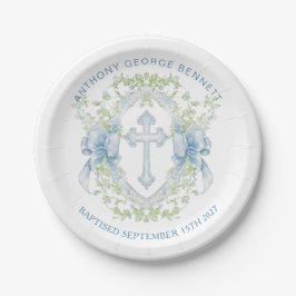 Doop Cross Crest Groen Baby Boy Papier Bord