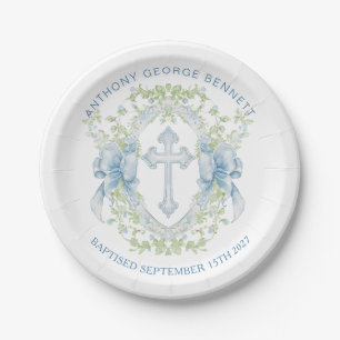 Doop Cross Crest Groen Baby Boy Papier Bord