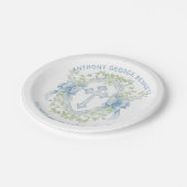 Doop Cross Crest Groen Baby Boy Papier Bord (Gekanteld)