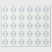 Doop Cross Crest Groen Baby Jongen Cadeaupapier (Vlak)