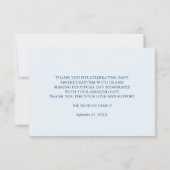 Doop Cross Crest Groen Baby Jongen Dank je Bedankkaart (Achterkant)