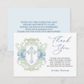 Doop Cross Crest Groen Baby Jongen Dank je Bedankkaart (Voorkant / Achterkant)