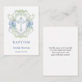 Doop Cross Crest Groen Baby Jongen Informatiekaartje (Voorkant / Achterkant)
