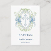 Doop Cross Crest Groen Baby Jongen Informatiekaartje (Voorkant)
