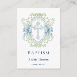 Doop Cross Crest Groen Baby Jongen Informatiekaartje