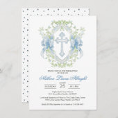 Doop Cross Crest Groen Baby Jongen Kaart (Voorkant / Achterkant)