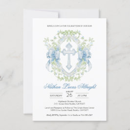 Doop Cross Crest Groen Baby Jongen Kaart